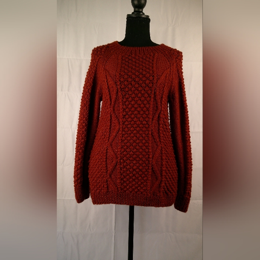 Women's Cable Knit Sweater - Rust